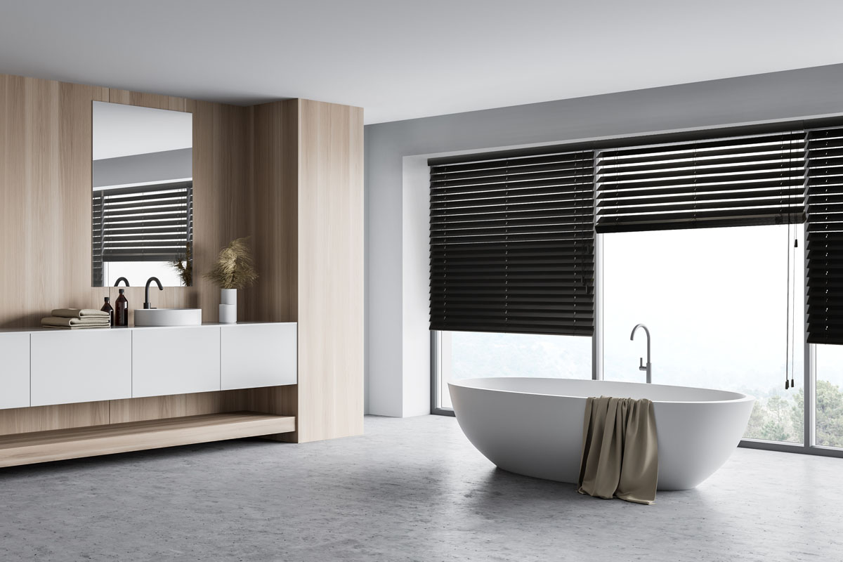 Wooden blinds for bathroom